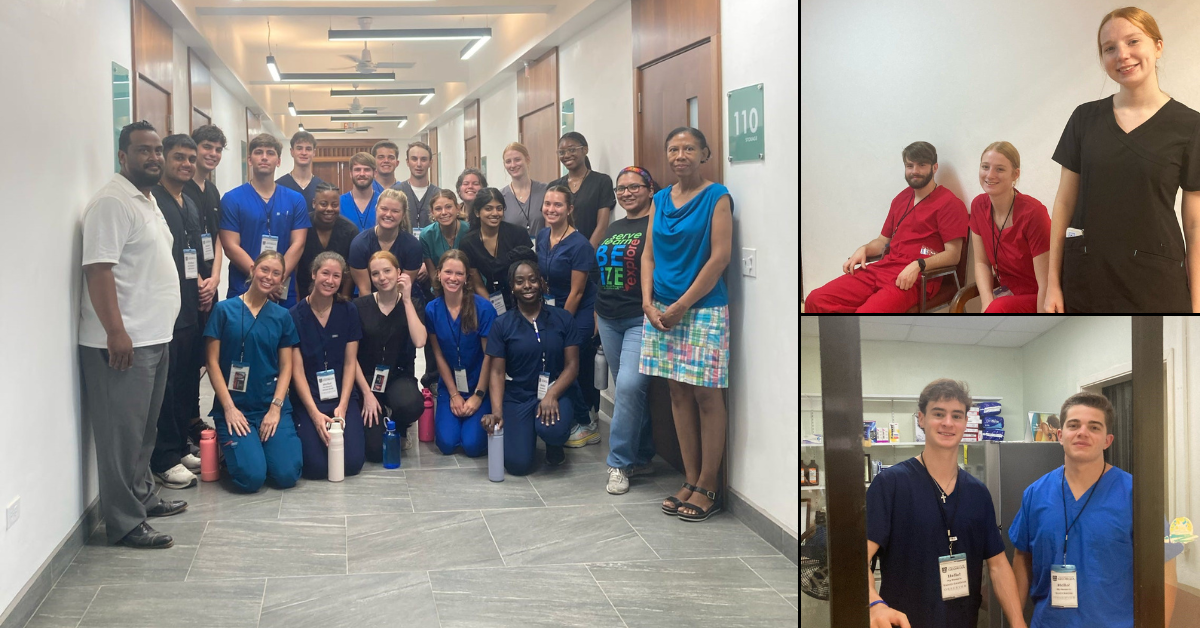 collage of pre-health students at work