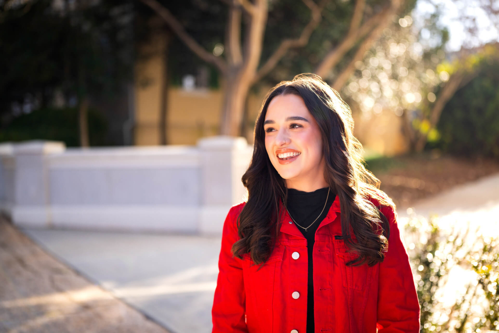 Hailey Covarrubias, recipient of a UGA need-based scholarship, on campus
