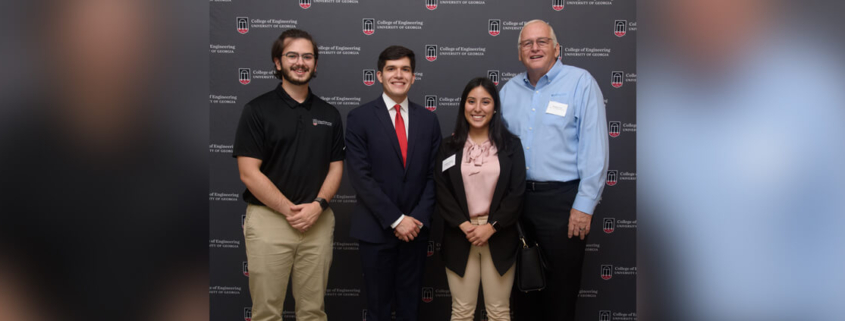 Walton EMC Engineering Leadership Scholarship recipients Alex Breazu, Rafael Martinez and Galilea Garcia meet with Walton EMC President Ronnie Lee at the UGA College of Engineering's Engineering Scholarship Luncheon on Oct. 20.