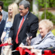 The ribbon cutting included (L to R) Provost S. Jack Hu, VP of PSO Jennifer Frum, President Jere W. Morehead and Deen Day Sanders. (Photo by Shannah Montgomery)