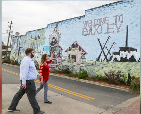 Greg Wilson and Kira Crowe from CVIOG Workforce Development group go to Appling County for first PROPEL steering committee meeting and tour of town. (Photo by Shannah Montgomery)