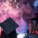 Graduates watch fireworks following UGA’s undergraduate commencement ceremony in Sanford Stadium on May 10.