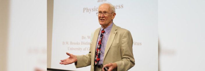 Bill Flatt delivers a lecture in 2014 at the University of Georgia.
