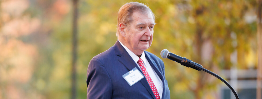 Doug Ivester speaks at the dedication of the Ivester Institute.