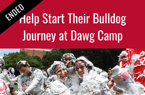 *ENDED* Dawg Camp Students Spile wit hthe caption Help Start Their Bulldog journey at dawg camp