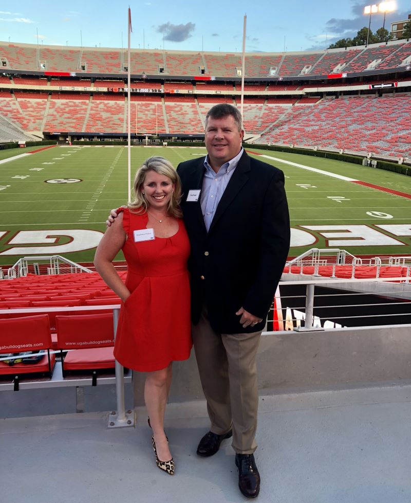 Stephanie and Chad Powell in Sanford Stadium.