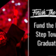 *ENDED* Graduate celebrating with text that reads Finish the Drill: Fund the Final Step towards graduation