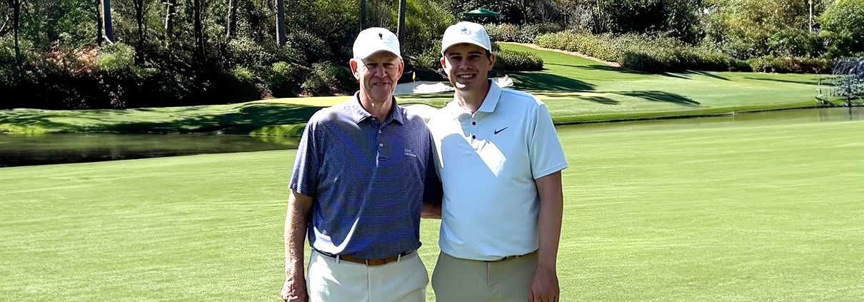 Two generations of Bulldog golfers (from left to right), Todd and Davis Thompson, are involved with the PGA and with philanthropy at the University of Georgia.