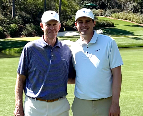 Two generations of Bulldog golfers (from left to right), Todd and Davis Thompson, are involved with the PGA and with philanthropy at the University of Georgia.