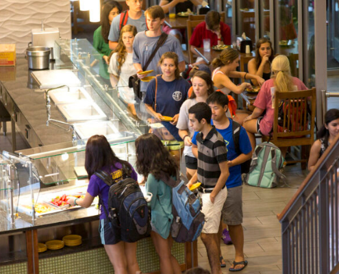 Photo of students eating at a dining hall