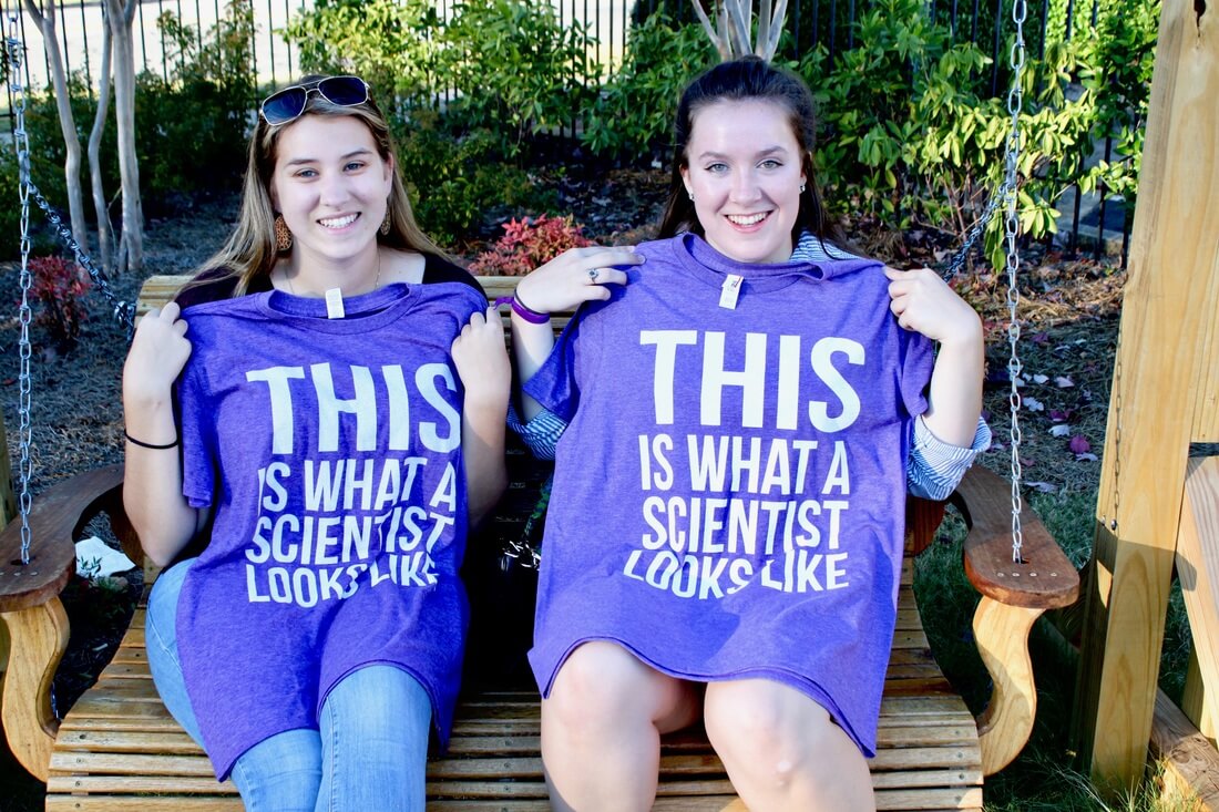 UGA Women in Science members show off their WiSci t-shirts.