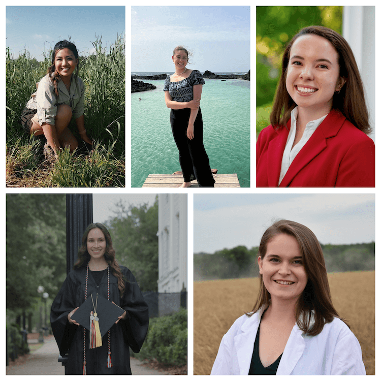 Five CAES students were chosen as this year's Ratcliffe Scholars: (clockwise from top left) Chloe Cerna, Ariana Cohen, Abby Lauterbach, Taylor Pearson and Alexandra Thompson.
