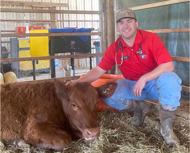 John Gentry with a cow