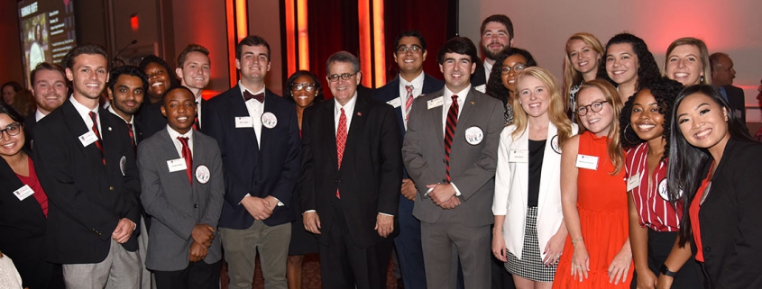 UGA President Jere W. Morehead with Student Ambassadors and the Arch Society at the Presidents Club Reception on October 11.